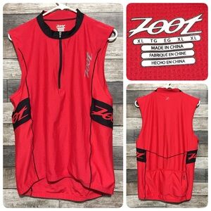 Zoot Cycling Jersey Size XL Red Pullover Tank Sleeveless 1/2 Zip Polyester